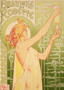 'Robette Absinthe' reklamını yapan bir afişin reprodüksiyonu, 1896